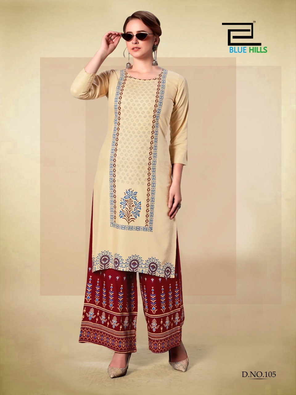 Buy Off-White Mirror Work Cotton A-Line Kurti With Palazzos Online at  Rs.1559 | Libas