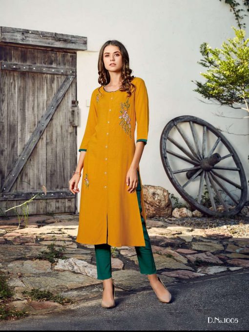 Baanvi Marigold Vol 1 by Rani Kurti Wholesale Catalog 8 Pcs 3 510x680 - Baanvi Marigold Vol 1 by Rani Kurti Wholesale Catalog 8 Pcs