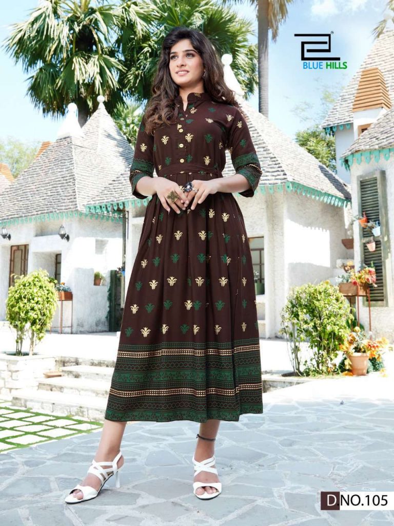 Blue Hills V Desi Kurti Wholesale Catalog 6 Pcs