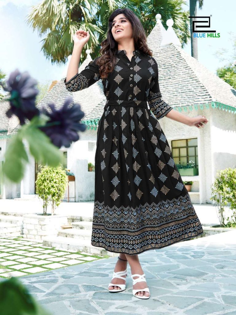 Blue Hills V Desi Kurti Wholesale Catalog 6 Pcs