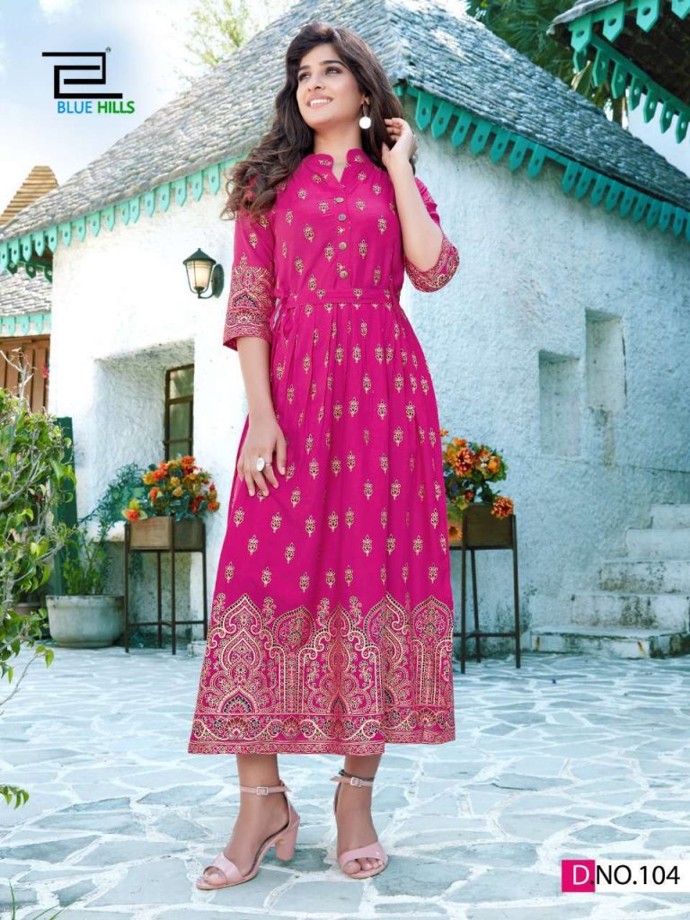 Blue Hills V Desi Kurti Wholesale Catalog 6 Pcs