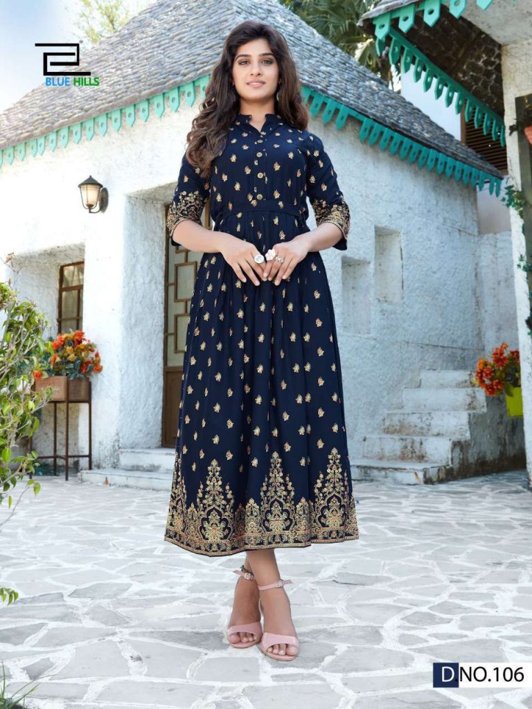 Blue Hills V Desi Kurti Wholesale Catalog 6 Pcs