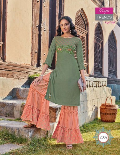 Diya Trends Florence Vol 2 by Kajal Style Kurti with Palazzo Skirt Sharara Wholesale Catalog 10 Pcs 2 510x655 - Diya Trends Florence Vol 2 by Kajal Style Kurti with Palazzo Skirt Sharara Wholesale Catalog 10 Pcs