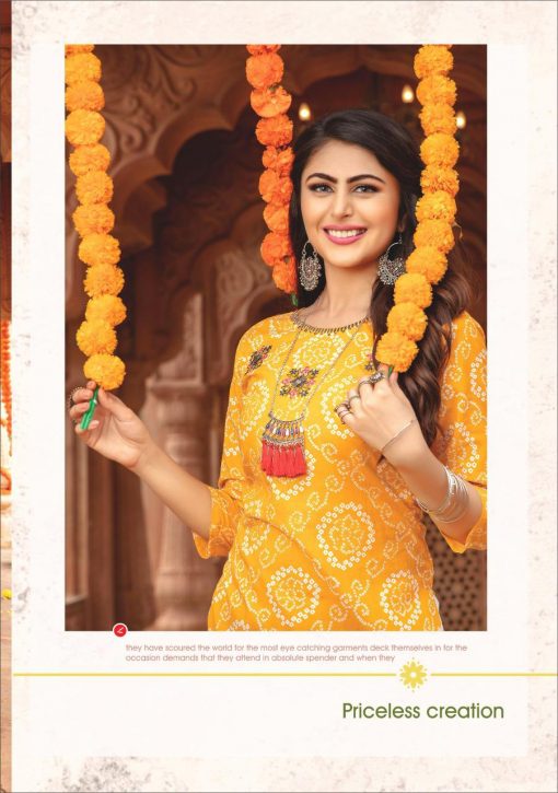 Kiana Bandhani Kurti with Palazzo Skirt Sharara Wholesale Catalog 8 Pcs 1 510x725 - Kiana Bandhani Kurti with Palazzo Skirt Sharara Wholesale Catalog 8 Pcs