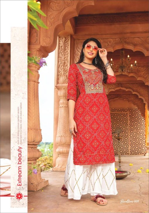 Kiana Bandhani Kurti with Palazzo Skirt Sharara Wholesale Catalog 8 Pcs 10 510x725 - Kiana Bandhani Kurti with Palazzo Skirt Sharara Wholesale Catalog 8 Pcs