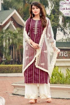 Ladies Flavour Lucknowi Kurti with Dupatta Bottom Wholesale Catalog 7 Pcs