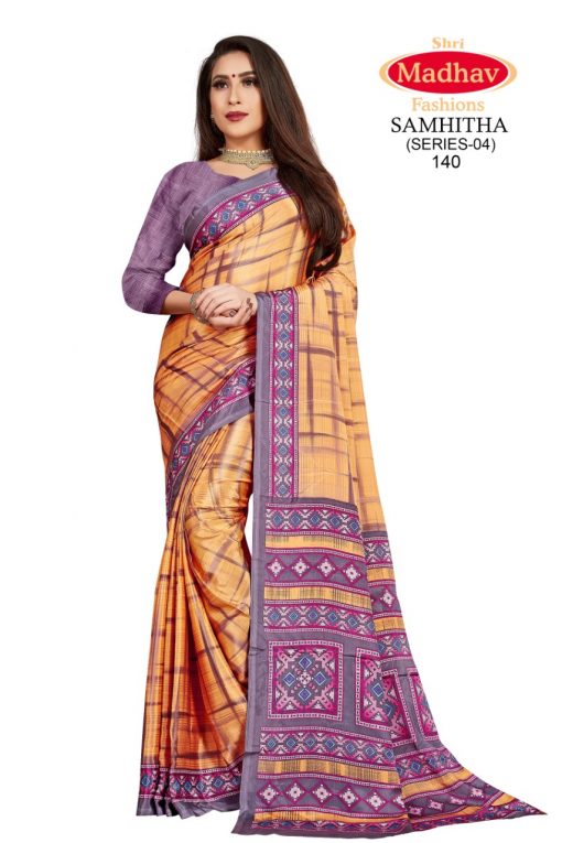 Madhav Fashion Samhitha Vol 4 Saree Sari Wholesale Catalog 9 Pcs 2 510x765 - Madhav Fashion Samhitha Vol 4 Saree Sari Wholesale Catalog 9 Pcs