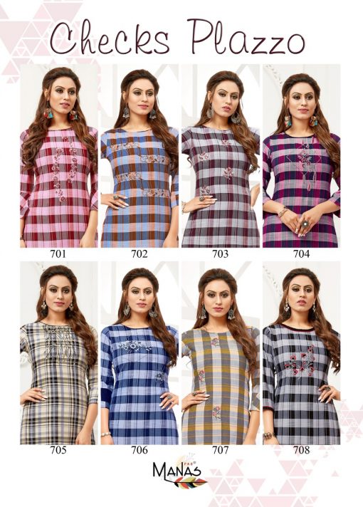 Manas Checks Plazzo Kurti with Palazzo Wholesale Catalog 8 Pcs 11 510x712 - Manas Checks Plazzo Kurti with Palazzo Wholesale Catalog 8 Pcs