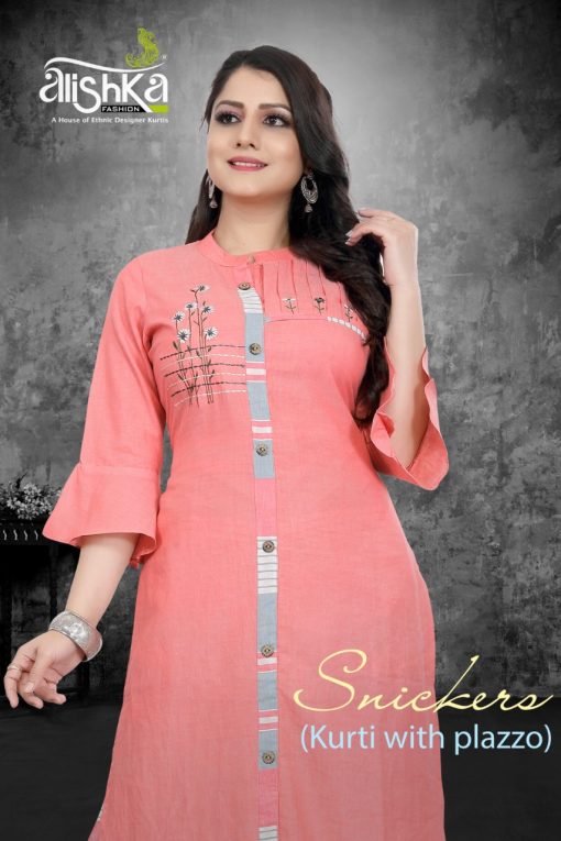 Alishka Snickers Kurti with Palazzo Wholesale Catalog 3 Pcs 1 510x765 - Alishka Snickers Kurti with Palazzo Wholesale Catalog 3 Pcs