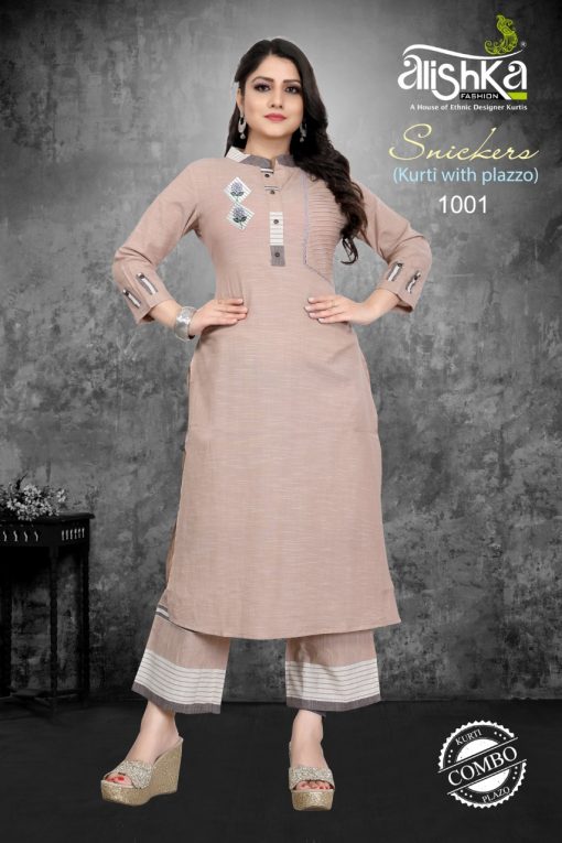 Alishka Snickers Kurti with Palazzo Wholesale Catalog 3 Pcs 2 510x765 - Alishka Snickers Kurti with Palazzo Wholesale Catalog 3 Pcs