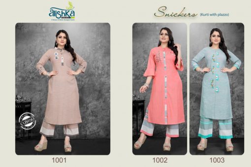 Alishka Snickers Kurti with Palazzo Wholesale Catalog 3 Pcs 5 510x340 - Alishka Snickers Kurti with Palazzo Wholesale Catalog 3 Pcs