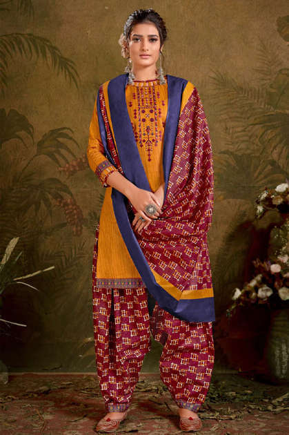Balaji Cotton Rasberry Patiyala Vol 5 Salwar Suit Wholesale Catalog 12 Pcs