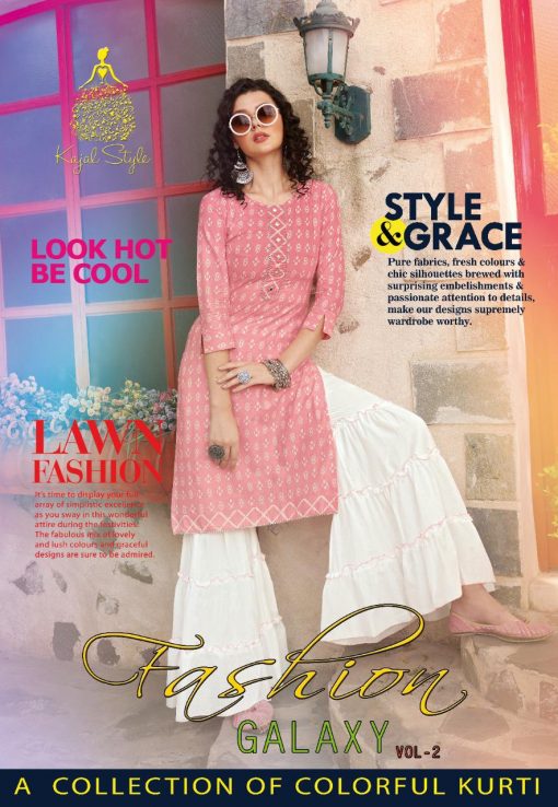 Kajal Style Fashion Galaxy Vol 2 Kurti with Palazzo Pant Sharara Wholesale Catalog 6 Pcs