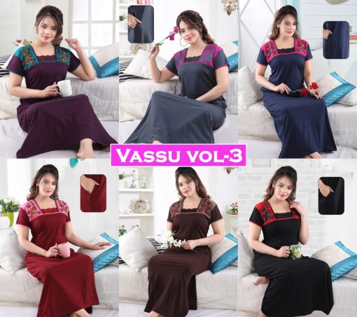 Vassu Vol 3 Nighty Wholesale Catalog 6 Pcs 7 510x453 - Vassu Vol 3 Nighty Wholesale Catalog 6 Pcs