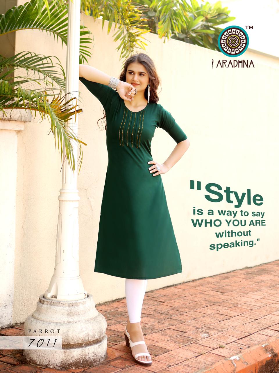 Buy online Women Parrot Green Rayon Anarkali Kurta from Kurta Kurtis for  Women by Indi Inside for ₹999 at 50% off | 2024 Limeroad.com