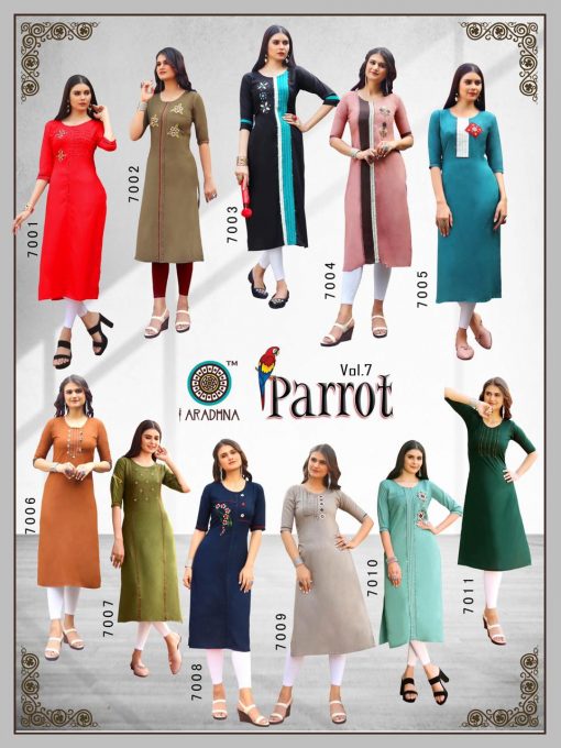 Aradhna Parrot Vol 7 Kurti Wholesale Catalog 11 Pcs 20 510x680 - Aradhna Parrot Vol 7 Kurti Wholesale Catalog 11 Pcs