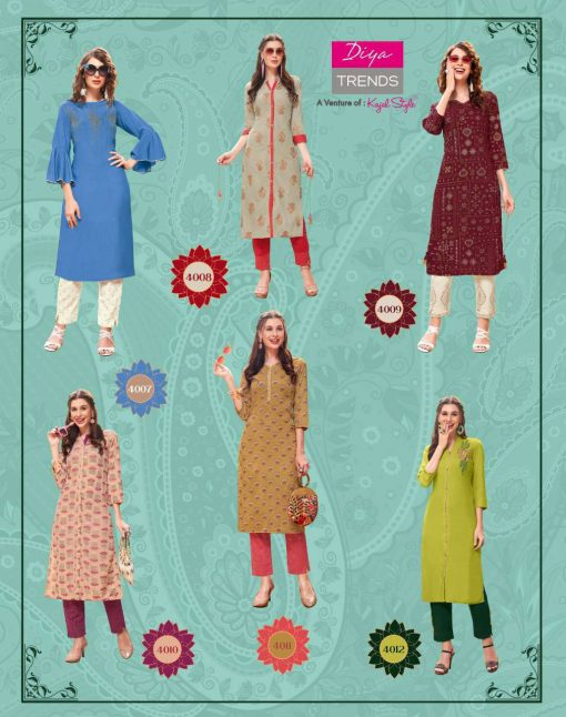 Diya Trends Forever Vol 4 by Kajal Style Kurti with Pant Wholesale Catalog 12 Pcs 15 510x646 - Diya Trends Forever Vol 4 by Kajal Style Kurti with Pant Wholesale Catalog 12 Pcs