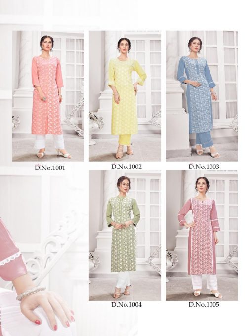 Hazzel Schiffli Lucknowi Kurti with Pant Wholesale Catalog 5 Pcs 8 510x680 - Hazzel Schiffli Lucknowi Kurti with Pant Wholesale Catalog 5 Pcs