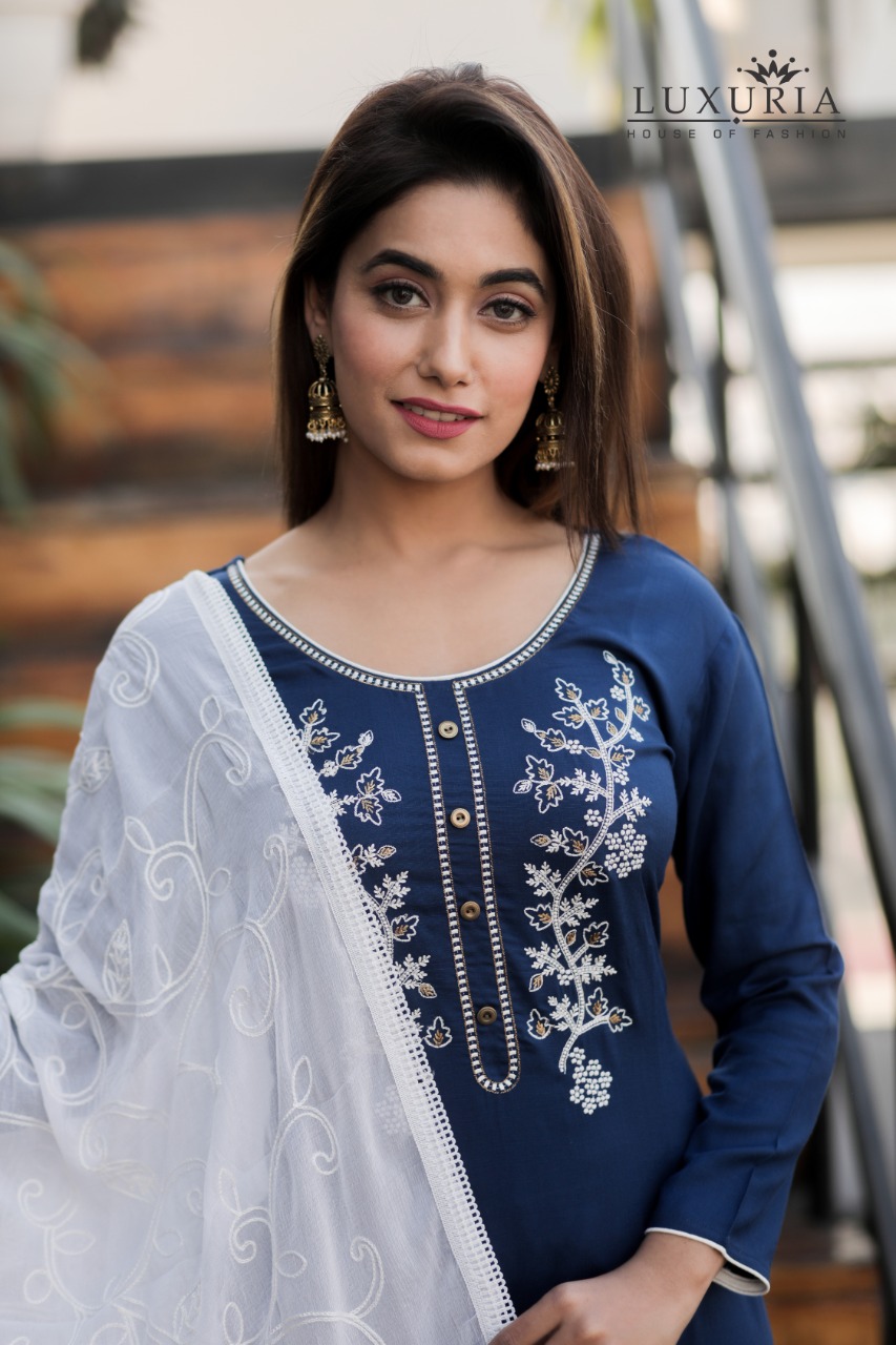 White & Blue Kurti Pant – Dressify