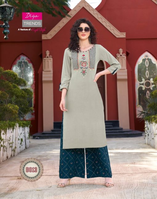 Diya Trends Bibas Vol 8 by Kajal Style Kurti with Palazzo Pant Wholesale Catalog 14 Pcs 17 510x646 - Diya Trends Biba’s Vol 8 by Kajal Style Kurti with Palazzo Pant Wholesale Catalog 14 Pcs