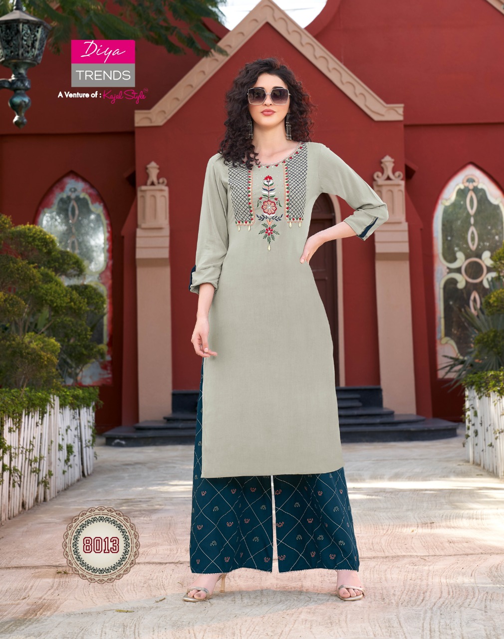 Jade Green Kurta With Godet Panels and Palazzo Pants