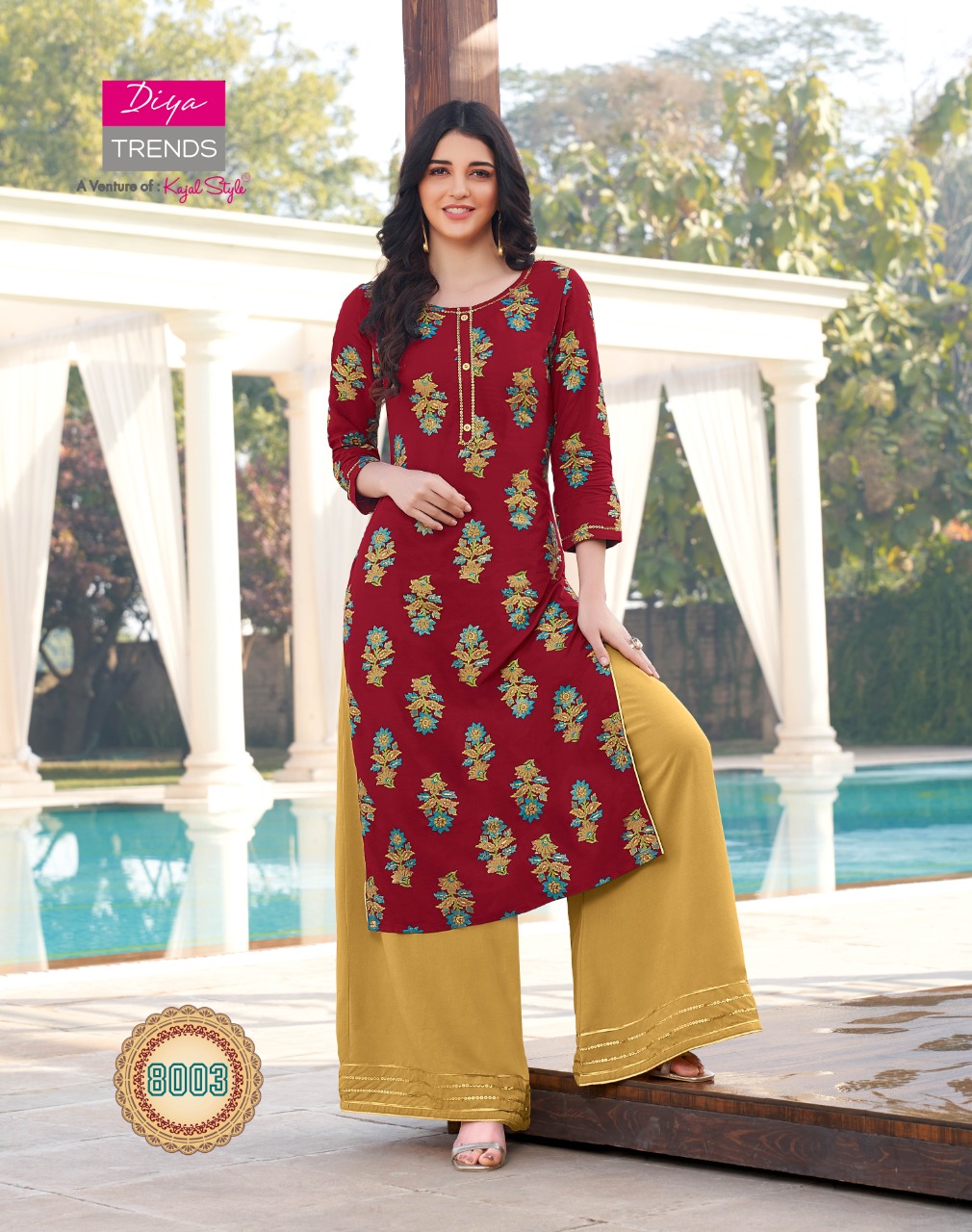 Buy online Red Printed Cotton Kalidar Suit Set for women at best price at  bibain  SKDSKD7485EAW21R