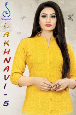 Suvesh Lakhnavi Vol 5 Chikan Work Kurti Wholesale Catalog 6 Pcs