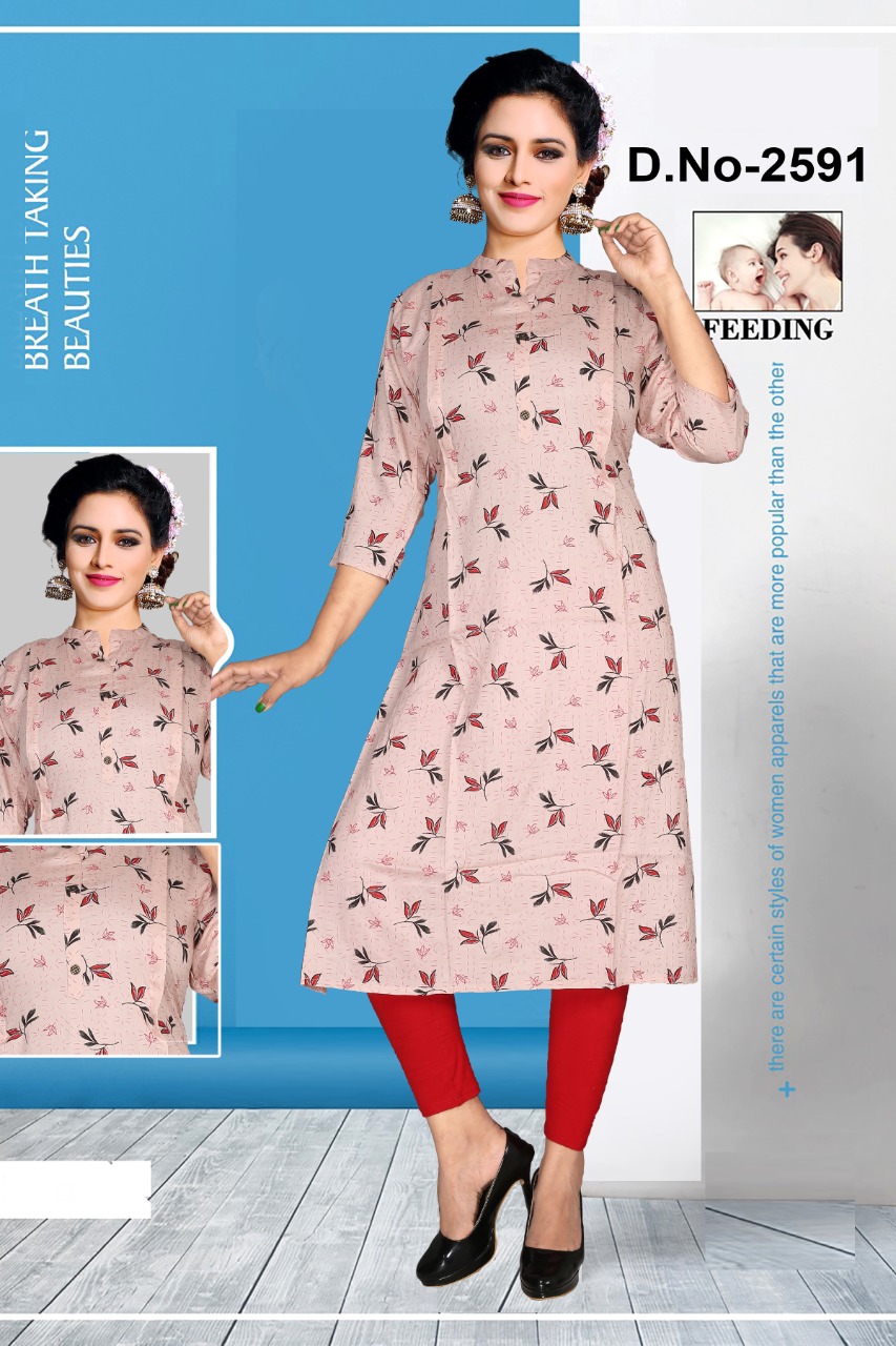 Comfortable Heavy Rayon Feeding Kurti with Beautiful Embroidery Work – Gunj  Fashion