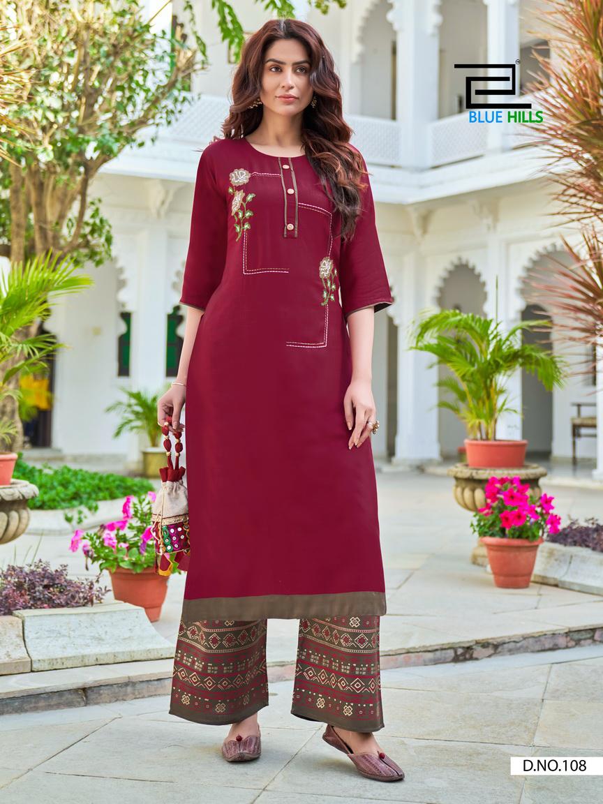 Shop Online Palazzo Suits Navy  OffWhite Kurti With Plazo For Women   Lady India