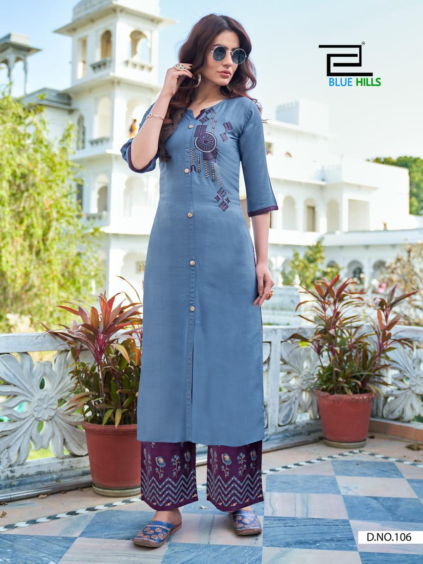 Peacock Blue Festive Palazzo Set With Long Kurti