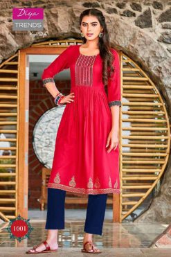 Diya Trends Summer Beauty Vol 1 by Kajal Style Kurti Wholesale Catalog 6 Pcs