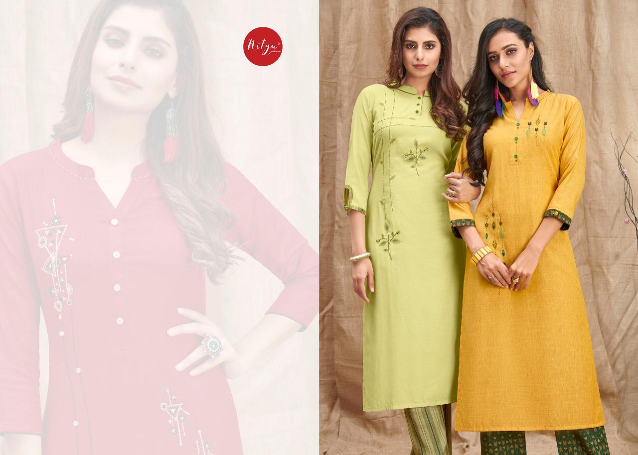 Yellow Color Chanderi Fabric Casual Simple Kurti With Palazzo