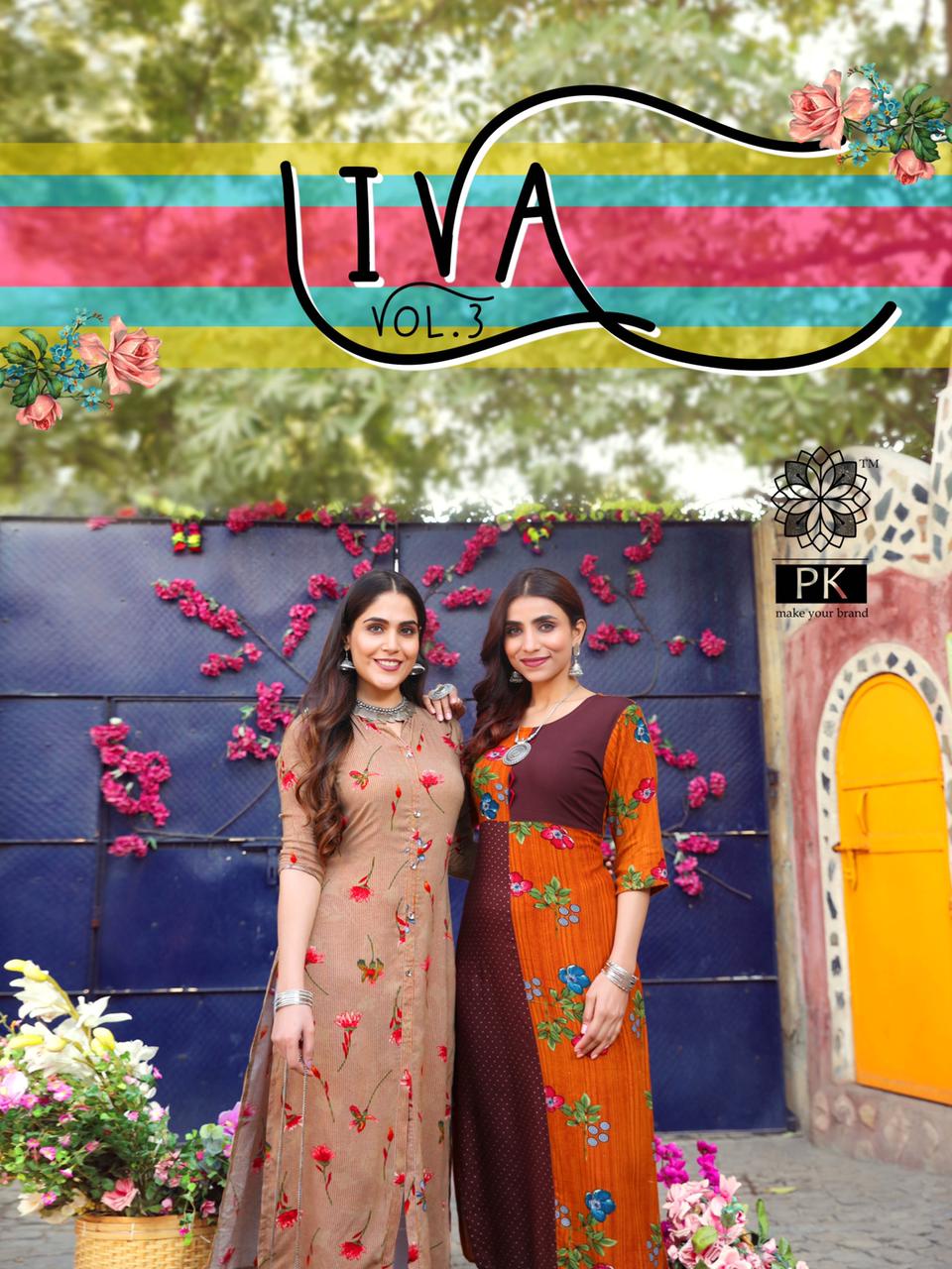 PK Liva vol 3 casual Wear Printed Kurti Collection, this catalog fabric is  rayon,