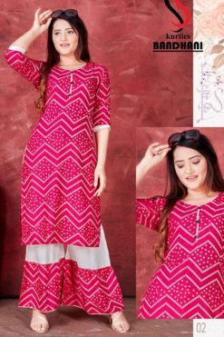 Bandhani Kurti with Sharara Wholesale Catalog 8 Pcs