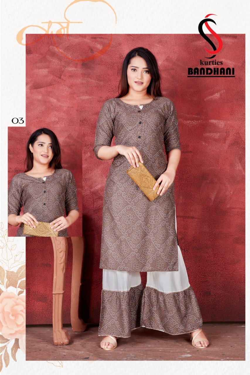 Chokhi Bandhani Women's Cotton Kurta with Palazzo and Dupatta in Grey |  Indian designer outfits, Kurti designs party wear, Long kurti designs
