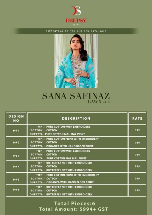 Deepsy Sana Safinaz Lawn 21 Vol 2 Salwar Suit Wholesale Catalog 6 Pcs 9 510x719 - Deepsy Sana Safinaz Lawn 21 Vol 2 Salwar Suit Wholesale Catalog 6 Pcs