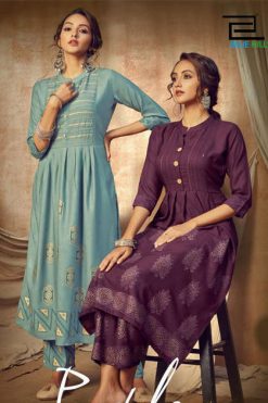 Blue Hills Purple Vol 1 Kurti with Bottom Wholesale Catalog 8 Pcs