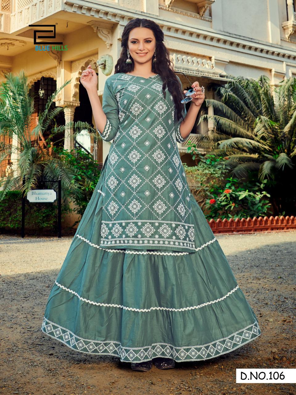 Party Wear Anarkali Kurti With Skirt By Blue Hills Retro Skirt, Wash Care:  Handwash at Rs 899 in Surat