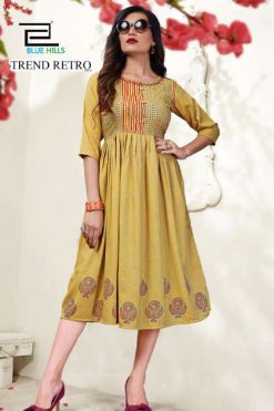 Blue Hills Trend Retro Kurti Wholesale Catalog 9 Pcs