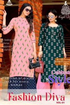 Kajal Style Fashion Diva Vol 1 Kurti with Palazzo Wholesale Catalog 8 Pcs