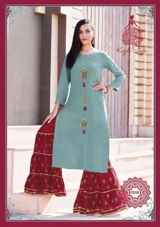 Kajal Style Fashion Label Vol 7 Kurti with Palazzo Sharara Wholesale Catalog 10 Pcs 11 510x725 - Kajal Style Fashion Label Vol 7 Kurti with Palazzo Sharara Wholesale Catalog 10 Pcs