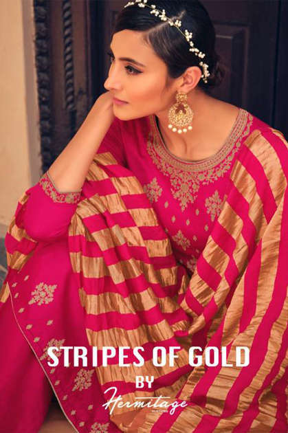Hermitage Clothing Stripes of Gold Salwar Suit Wholesale Catalog 8 Pcs