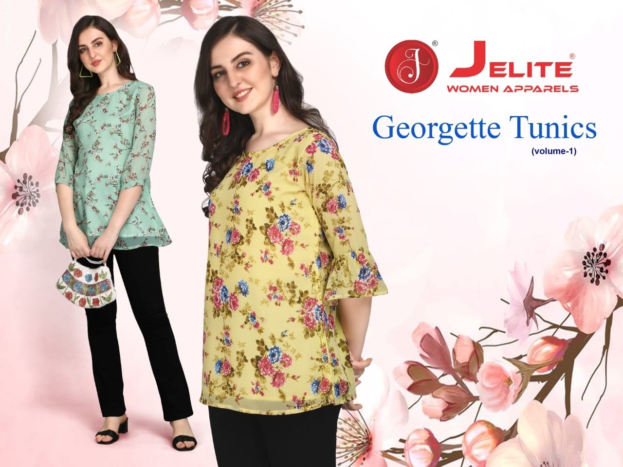 Jelite Georgette Tunics Vol 1 Tops Wholesale Catalog 6 Pcs 