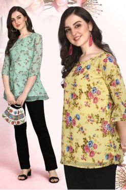 Jelite Georgette Tunics Vol 1 Tops Wholesale Catalog 6 Pcs