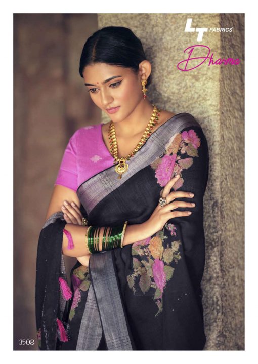 Lt Fabrics Dharma Saree Sari Wholesale Catalog 10 Pcs 17 510x719 - Lt Fabrics Dharma Saree Sari Wholesale Catalog 10 Pcs