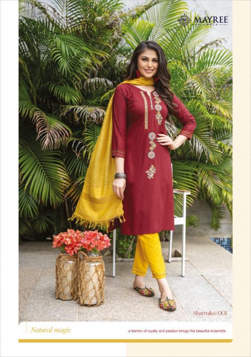 Mayree India Sharmilee Kurti with Dupatta Bottom Wholesale Catalog 8 Pcs 13 510x725 - Mayree India Sharmilee Kurti with Dupatta Bottom Wholesale Catalog 8 Pcs