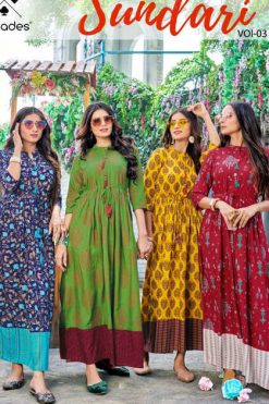 4 Shades Sundari Vol 3 by Blue Hills Kurti Wholesale Catalog 8 Pcs