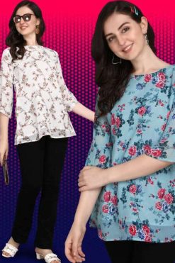 Jelite Georgette Tunics Vol 2 Tops Wholesale Catalog 6 Pcs