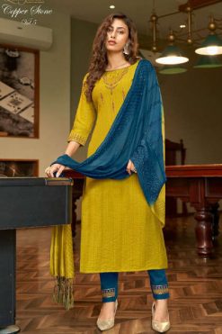 Ladies Flavour Copper Stone Vol 5 Kurti with Bottom Dupatta Wholesale Catalog 6 Pcs