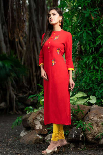 Stylish Kurtis Kurtas Floral Printed Anarkali Style Ankle Length Gown Kurti  with Attached Dori Tassels and